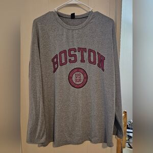 SHEIN Gray Boston Graphic Long Sleeve Top